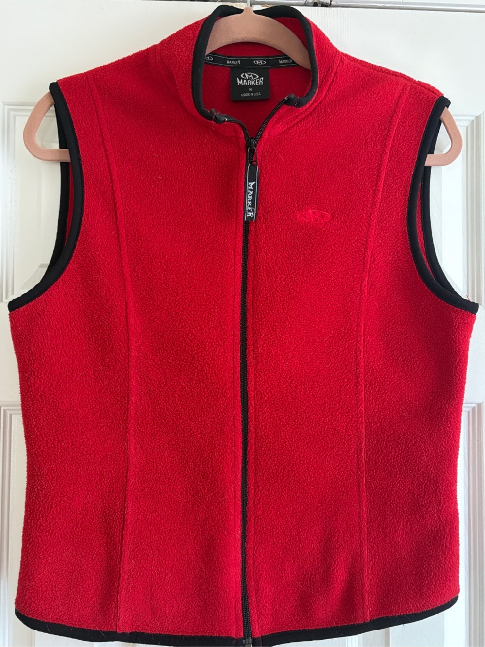 Marker Women's Red Sleeveless Fleece Zip Vest